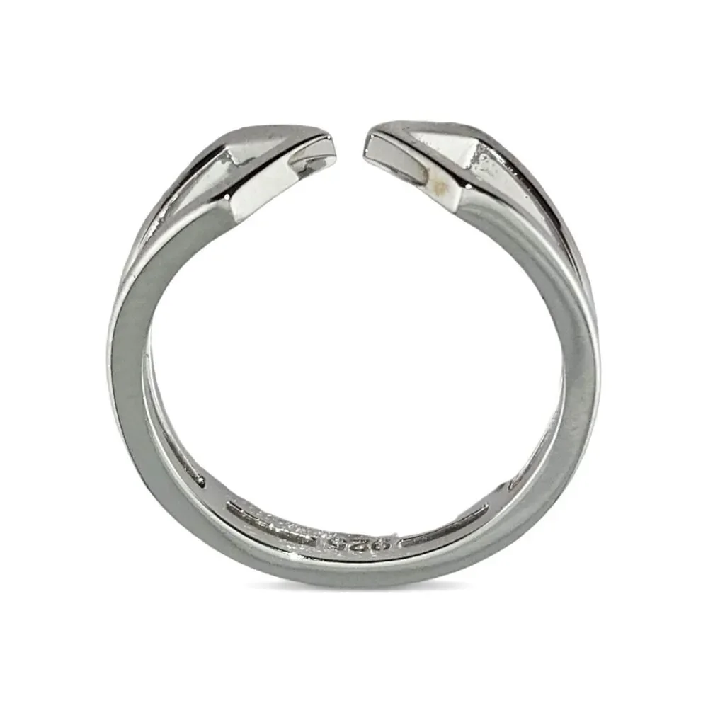 Sterling Silver Unique End to End Ring - Picture 3 of 3